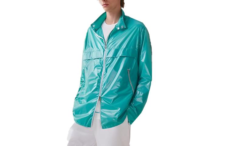 HERMES SS23  Sky Blue Zipper High-Collar Long-Sleeve Shirt. H352600HI0R