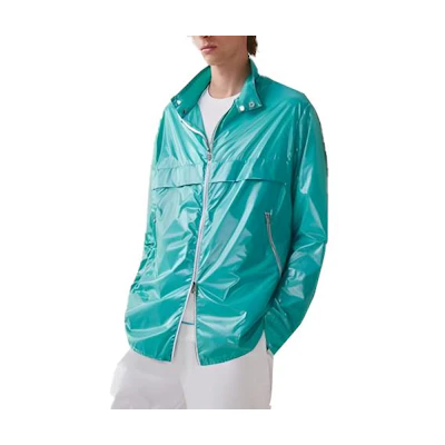 HERMES SS23 Sky Blue Zipper High-Collar Long-Sleeve Shirt. H352600HI0R