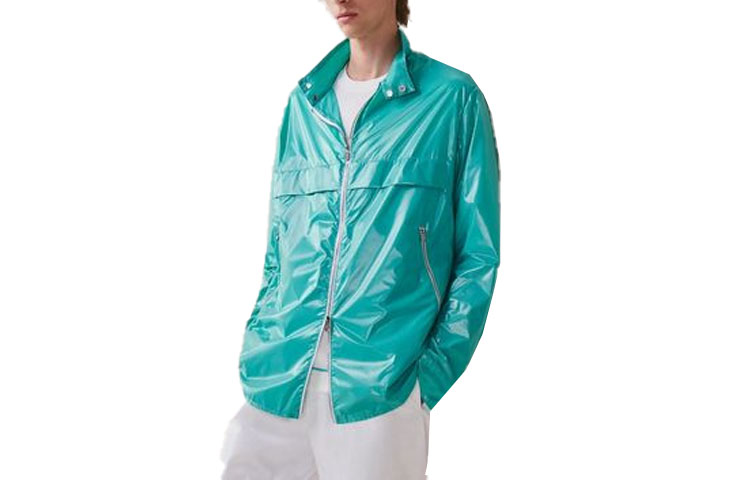 Order HERMES SS23 Baju Sky Blue Berzip Berkolar Tinggi Lengan Panjang. H352600HI0R