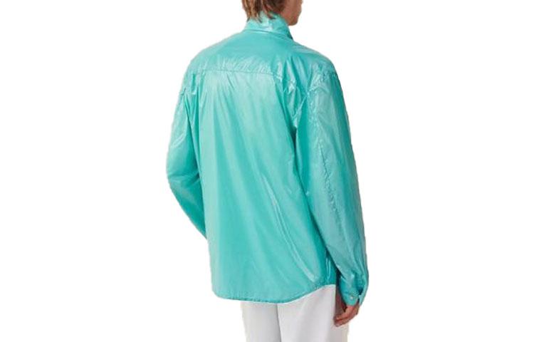 Lookbook HERMES SS23 Baju Sky Blue Berzip Berkolar Tinggi Lengan Panjang. H352600HI0R