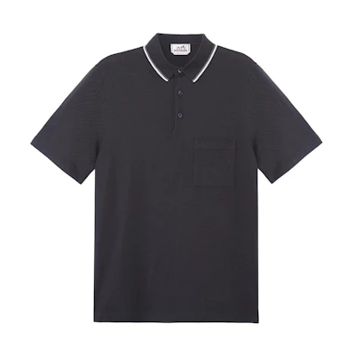 HERMES SS23 Solid Black Casual Short Sleeve Polo Shirt H357950HA11
