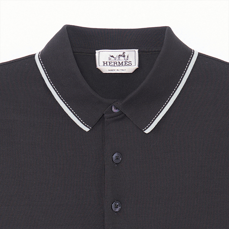 Sizing HERMES SS23 Polo Negro Casual de Manga Corta para Hombre. H357950HA11