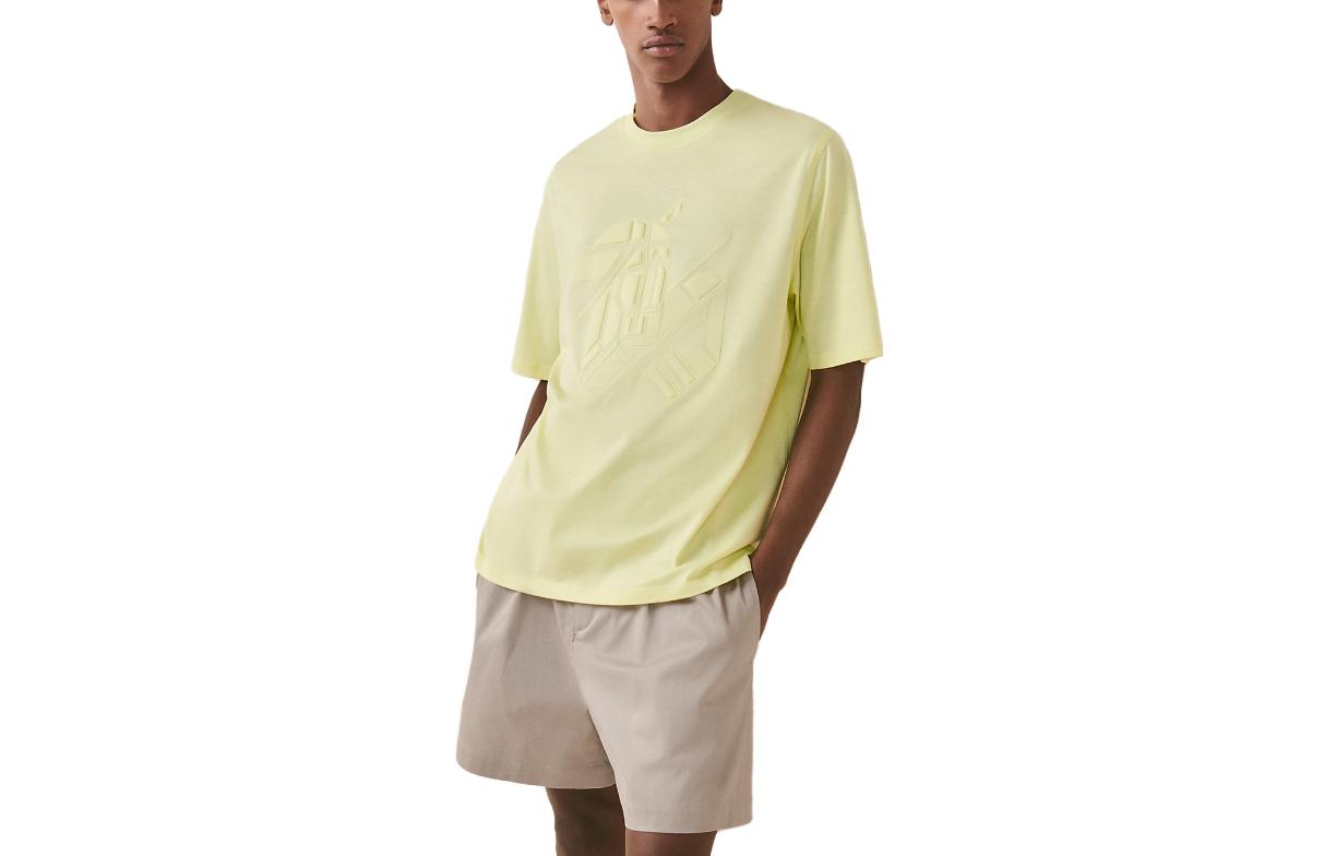 Order HERMES SS23 Camiseta Amarilla Logo Impreso Color Sólido. H357935HA2Q