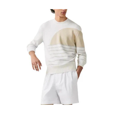 HERMES SS23 White Round-Neck Cashmere Sweater with Stitching Details H357137HB3HME