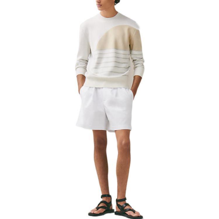 Shop HERMES SS23  White Round-Neck Cashmere Sweater with Stitching Details H357137HB3HME