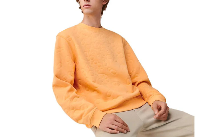 HERMES SS23  Yellow Crewneck Pullover Sweater with Subtle Pattern. H357860HA4H