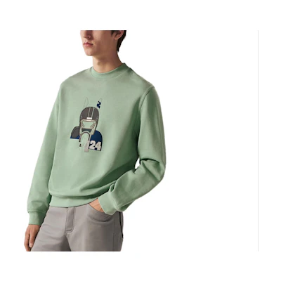 HERMES SS23 Animal Print Graphic Crewneck Long Sleeve Sweatshirt Green H367820HA4M