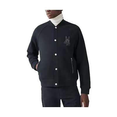 Hermes SS23 Black Printed Button-Detail Loose-Fit Jacket H367830HA01ME