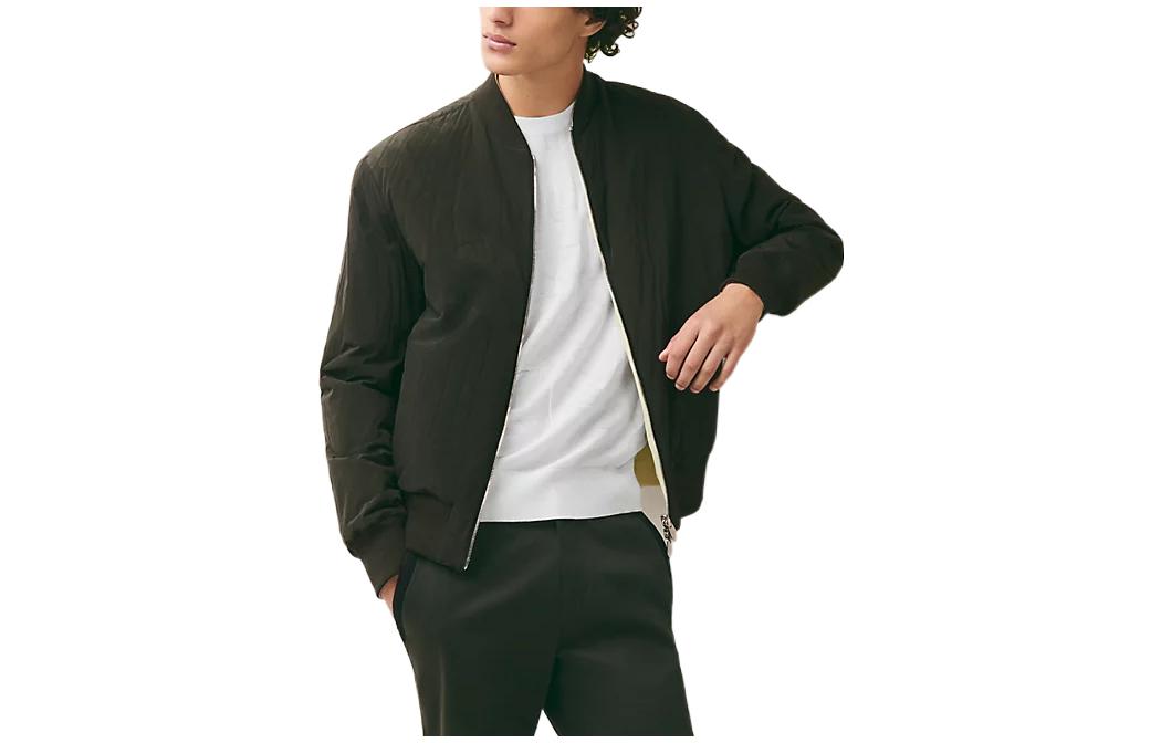Hermes SS23 Black Solid Color Baseball Collar Double-Zip Jacket H352720HJYA