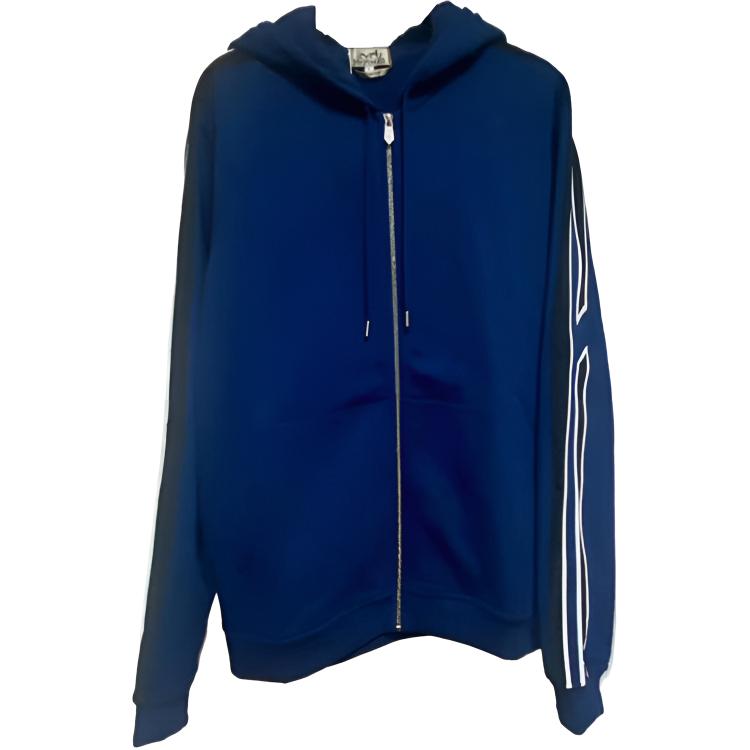 Hermes SS23 Blue Striped Zip-Up Hoodie H357750HA60