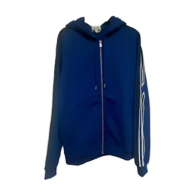 Hermes SS23 Blue Striped Zip-Up Hoodie H357750HA60