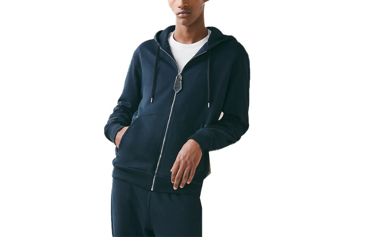 Hermes SS23 Blue Zip-Up Hooded Drop Shoulder Casual Jacket H357710HA01LA