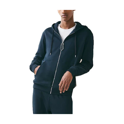 Hermes SS23 Blue Zip-Up Hooded Drop Shoulder Casual Jacket H357710HA01LA
