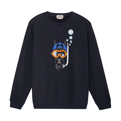 HERMES SS23 Cartoon Horse Print Sweatshirt Men’s Sky Blue. H357810HA01