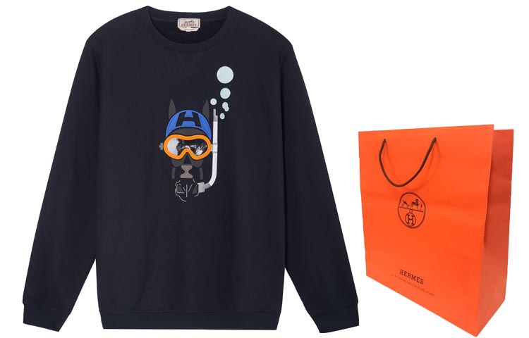 Shop HERMES SS23 Baju Kartun Kuda Cetak Lelaki Biru Langit. H357810HA01