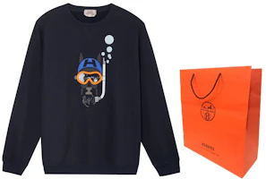 Shop HERMES SS23 Cartoon Horse Print Sweatshirt Men’s Sky Blue. H357810HA01