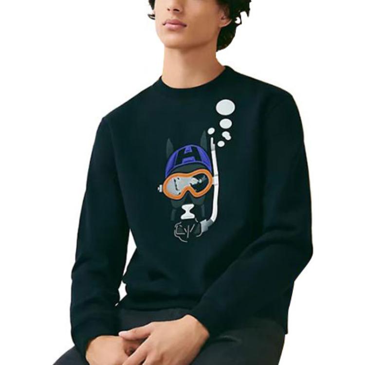 Sizing HERMES SS23 Baju Kartun Kuda Cetak Lelaki Biru Langit. H357810HA01