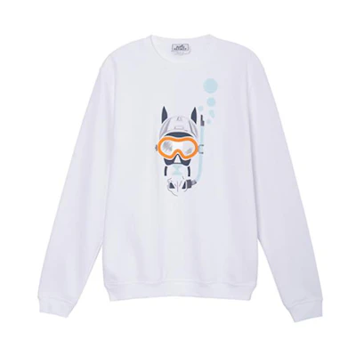 HERMES SS23 Cartoon Horse Print White Sweatshirt Fashion. H357810HA90