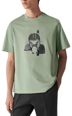 에르메스 SS23 만화 프린트 그린 캐주얼 크루넥 티셔츠. H367970HA4M Shop 에르메스 SS23 만화 프린트 그린 캐주얼 크루넥 티셔츠. H367970HA4M