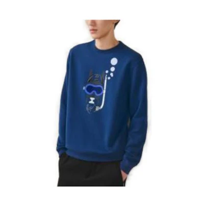 HERMES SS23 Cartoon Print Long Sleeve Crewneck Sweatshirt Blue H357810HA60