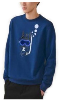 HERMES SS23 Baju Lengan Panjang Cetakan Kartun Crewneck Biru H357810HA60 Order HERMES SS23 Baju Lengan Panjang Cetakan Kartun Crewneck Biru H357810HA60