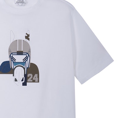 HERMES SS23 Cartoon Print Short Sleeve T-Shirt White Tee H367970HA90 Details for HERMES SS23 Cartoon Print Short Sleeve T-Shirt White Tee H367970HA90