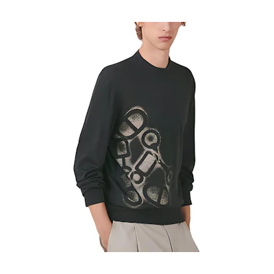 Hermes SS23 Chain Print Crewneck Sweatshirt in Lead Gray H357530HA4G