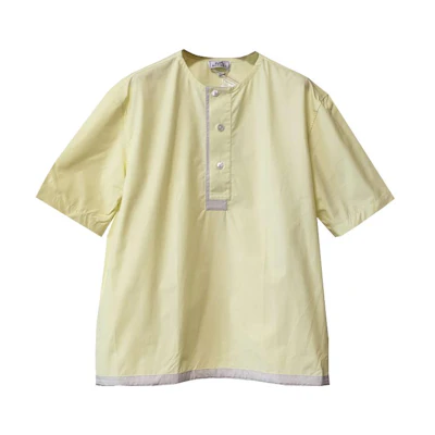 HERMES SS23 Color-Block Casual Crewneck Short Sleeve T-Shirt Yellow Men. H356280H22Q