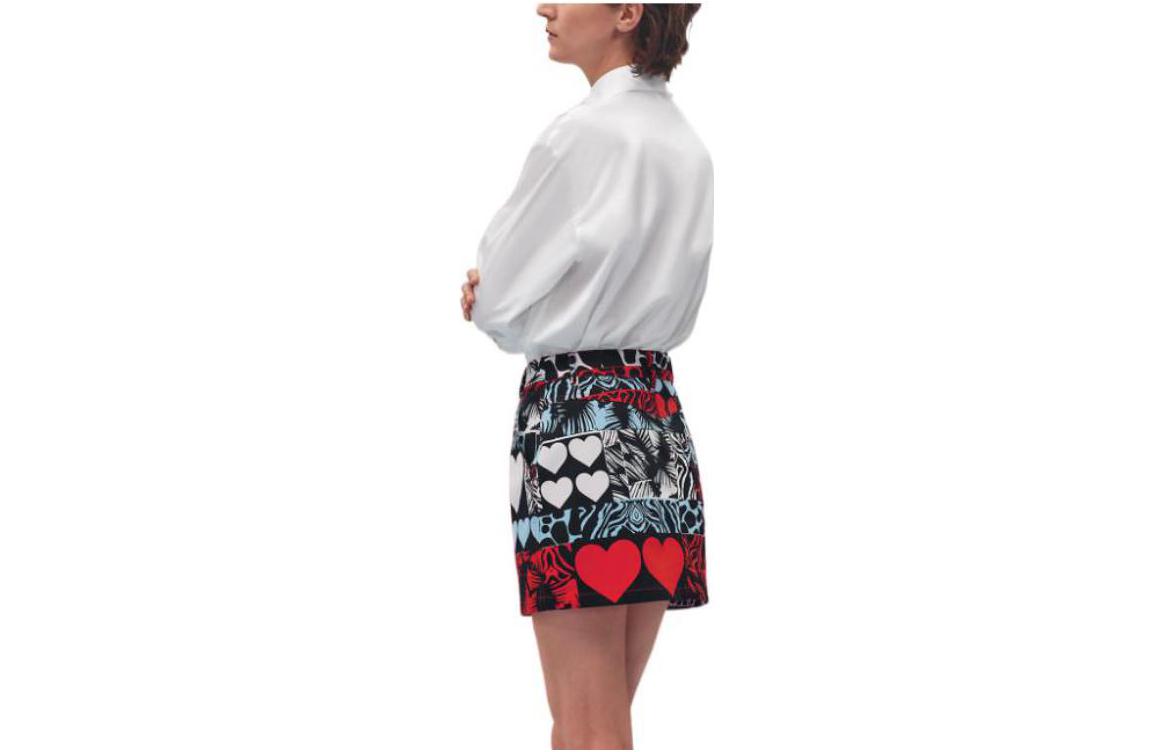 Lookbook 爱马仕 SS23 拼色爱心牛纹牛仔裙 红色 H3E0350D119