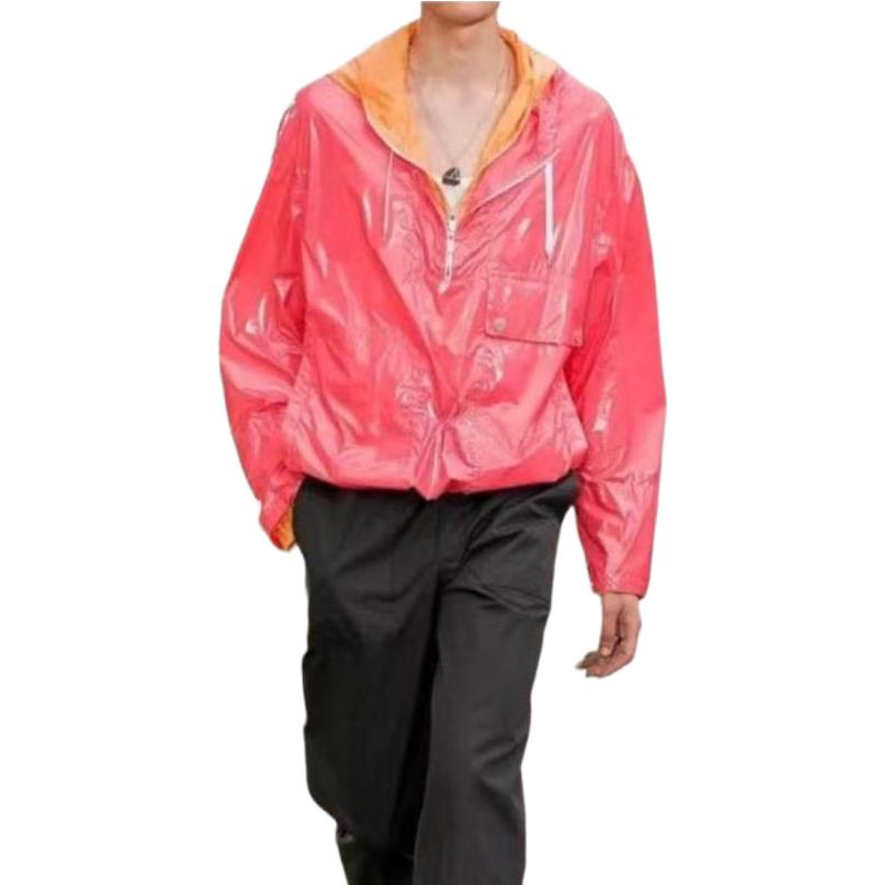 Hermes SS23 Colorblock Half-Zip Loose Hoodie Red H352620HI48