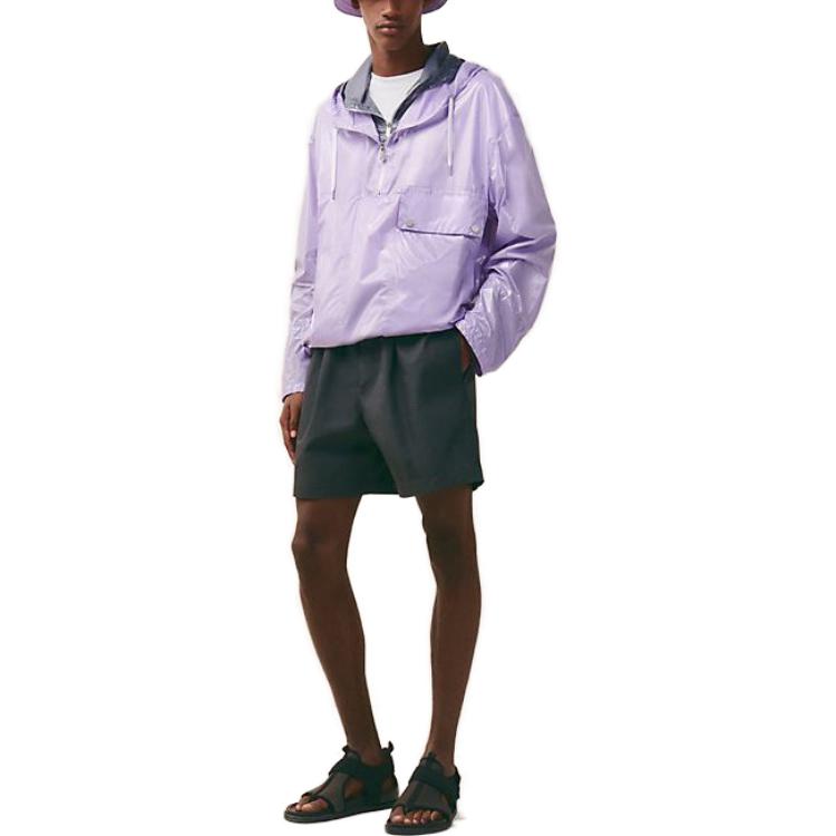 Shop HERMES SS23 Hoodie Oversized Half-Zip Ungu Colorblock (). H352620HI4F