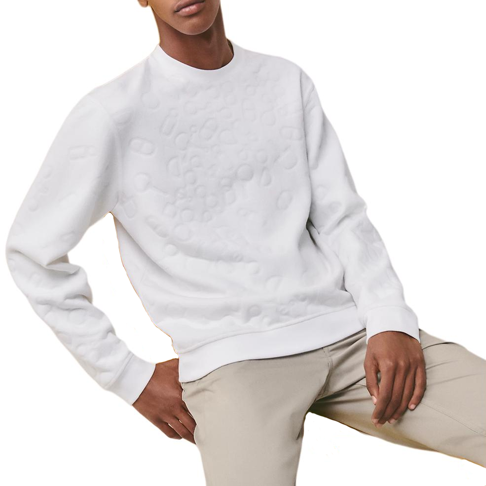 HERMES SS23 Embossed Graphic Crewneck Pullover Sweater White H357860HA90