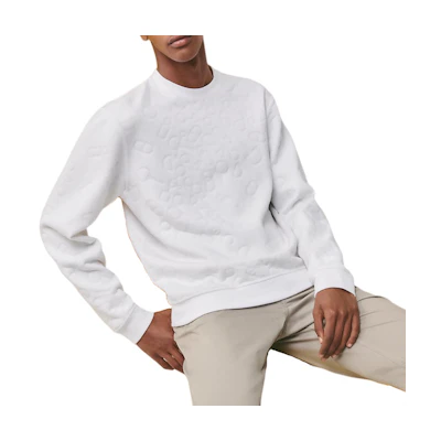 HERMES SS23 Embossed Graphic Crewneck Pullover Sweater White H357860HA90