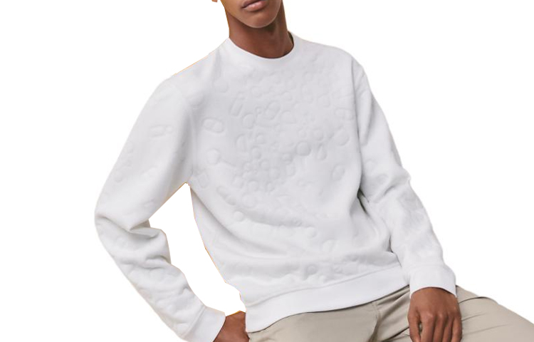 Order HERMES 2023春夏浮雕圖案白色圓領毛衣 H357860HA90