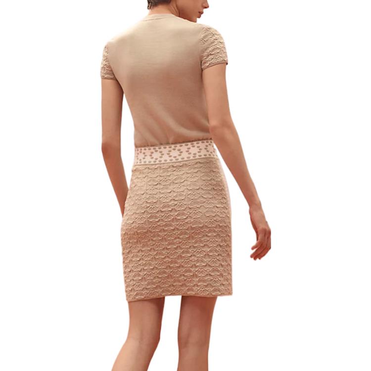 Shop 에르메스 SS23 기하학 패턴 자카드 하이웨이스트 미니 스커트 오프화이트 H3E2300DCE4