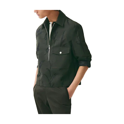 Hermes SS23 Green Patterned Printed Casual Jacket H352200HD11