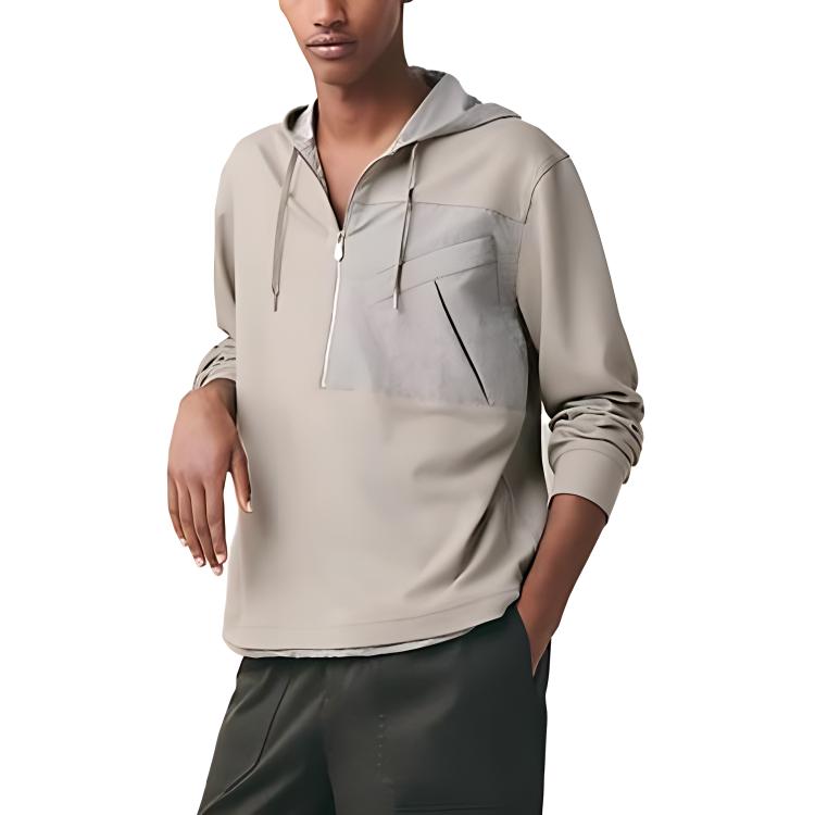 Hermes SS23 Light Grey Half-Zip Pullover Casual Sweatshirt H357830HA2P