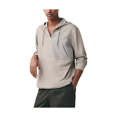 Hermes SS23 Light Grey Half-Zip Pullover Casual Sweatshirt H357830HA2P