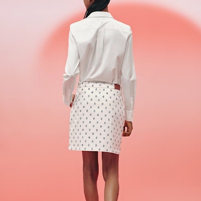 HERMES SS23 復古LOGO滿版印花灰白短裙 H3E0312D591 Shop HERMES SS23 復古LOGO滿版印花灰白短裙 H3E0312D591