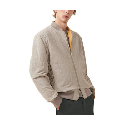 Hermes SS23 Men’s Solid Baseball Collar Reversible Zip Jacket Light Khaki H352720HJYB