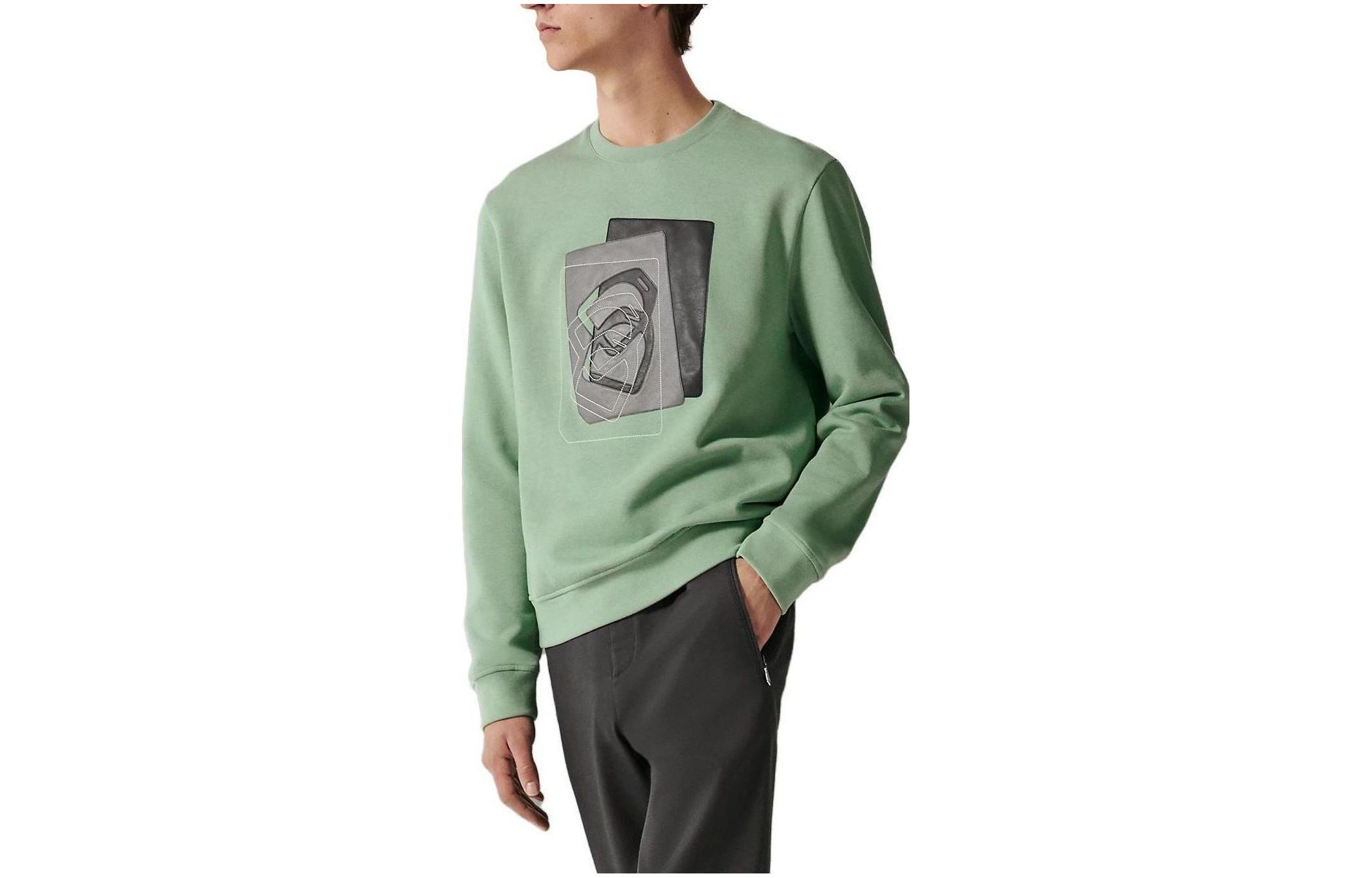 Hermes SS23 Multicolor Pattern Print Crewneck Pullover Sweatshirt Light Blue Men H367810HA4M