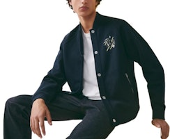 HERMES SS23 Navy Blue Letter Print Single-Breasted Casual Jacket . H357800HA01 HERMES SS23 Navy Blue Letter Print Single-Breasted Casual Jacket . H357800HA01
