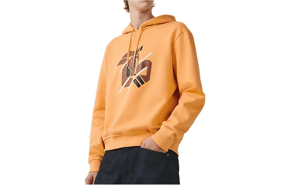 Hermes SS23 Orange Hoodie with Logo Pattern Print H357790HA4H