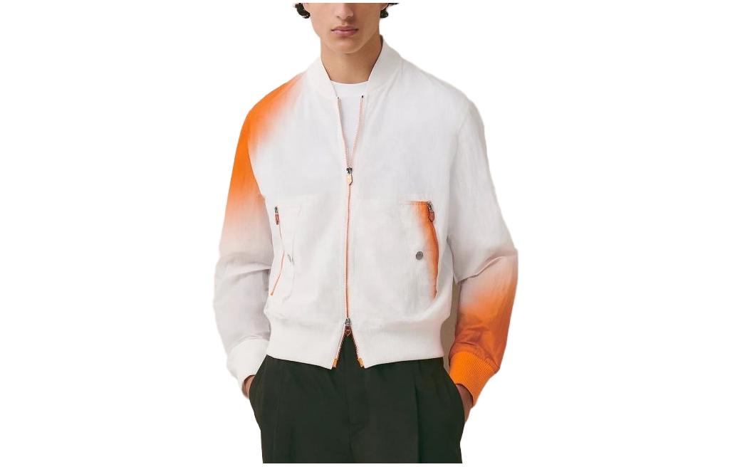 Hermes SS23 Orange Zipped Contrast Baseball Jacket H352820HK0S