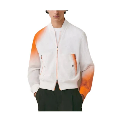 Hermes SS23 Orange Zipped Contrast Baseball Jacket H352820HK0S