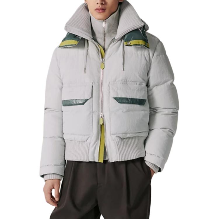 Hermes SS23 Patchwork Casual Hooded Jacket Grey H362620HG4N