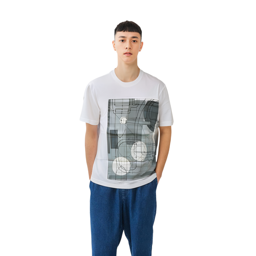 Shop Camiseta Blanca HERMES SS23 Estampado Patrón Cuello Redondo Manga Corta H037700HA76