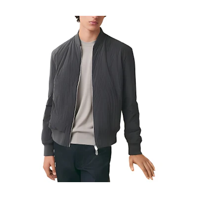 Hermes SS23 Plain Baseball Collar Double-Zip Jacket Grey H352720HJYC