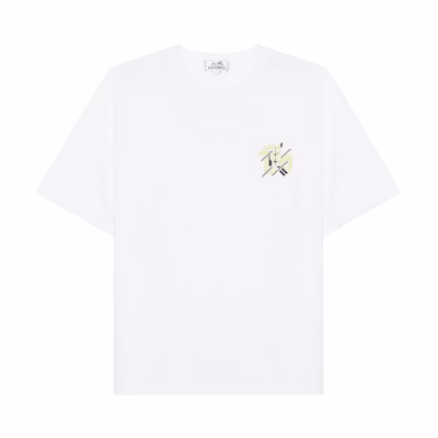 HERMES SS23 Printed Crewneck Short-Sleeve T-Shirt White H357925HA90