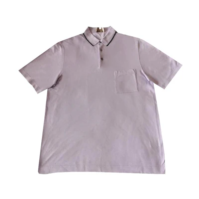HERMES SS23 Solid Color Button-Up Casual Short Sleeve Polo Shirt Purple Men H357950HA4F